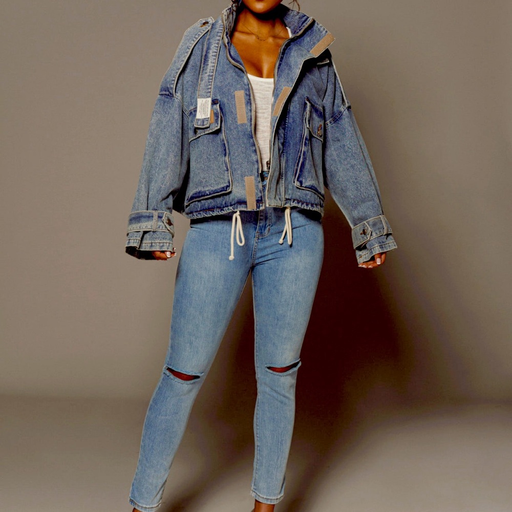Medium Wash Esther Utility Denim Jacket